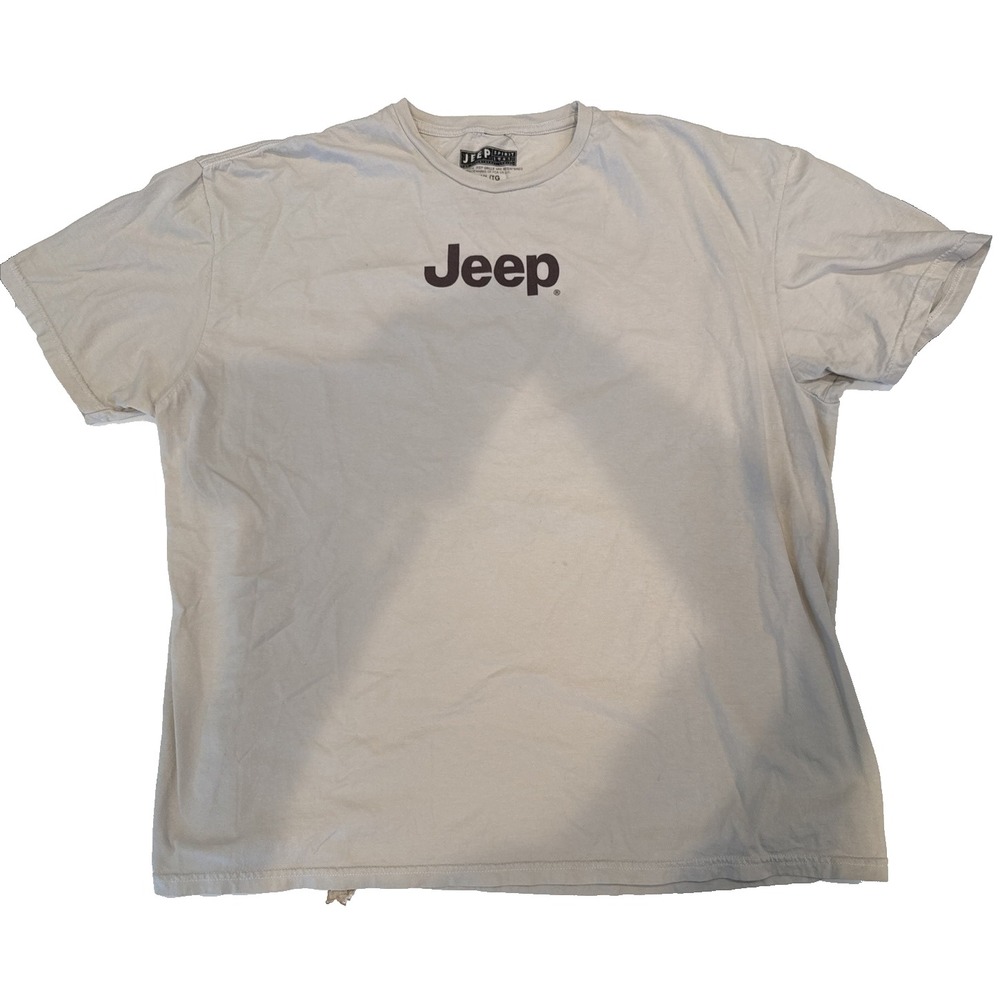 Jeep T-Shirt Men XL Tan Good Logo Graphic Road Less Traveled Short Sleeve